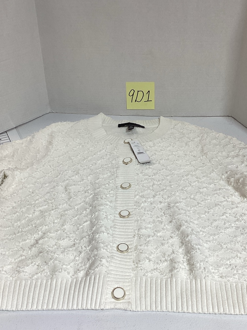 White House Black Market Cream Textured Button-Front Jacket